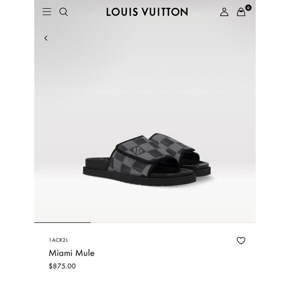 Louis Vuitton Miami Mule FD 0214 9 Slide Slippers Men’s Black Jacquard Fabric - Picture 9 of 11